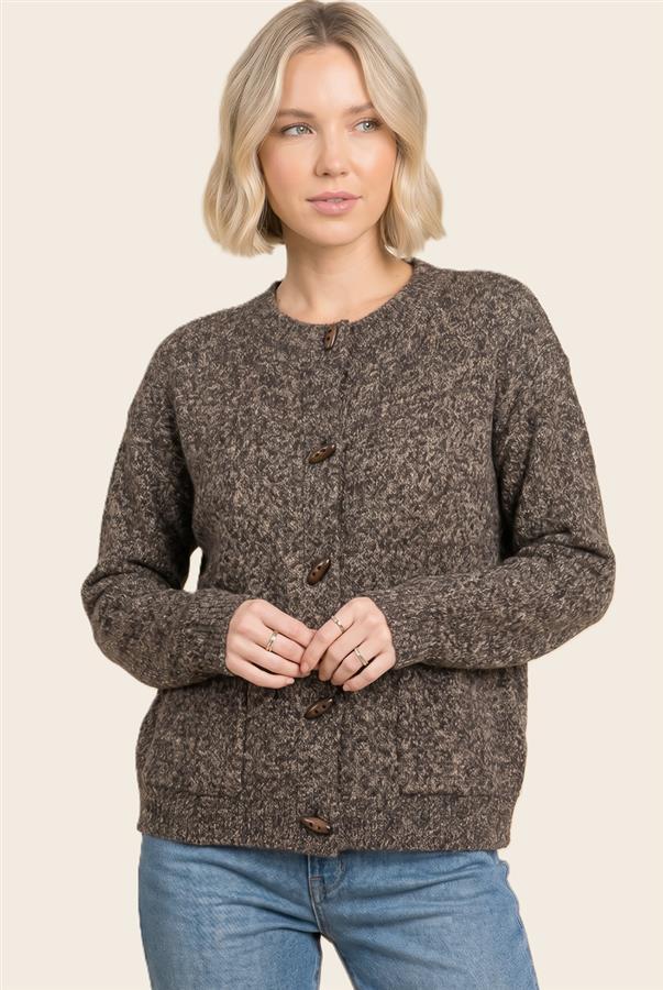 Toggle Wood Button Cardigan