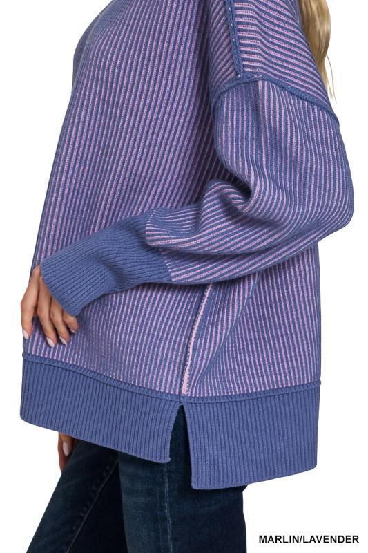 Exposed Seam Two Tone Sweater