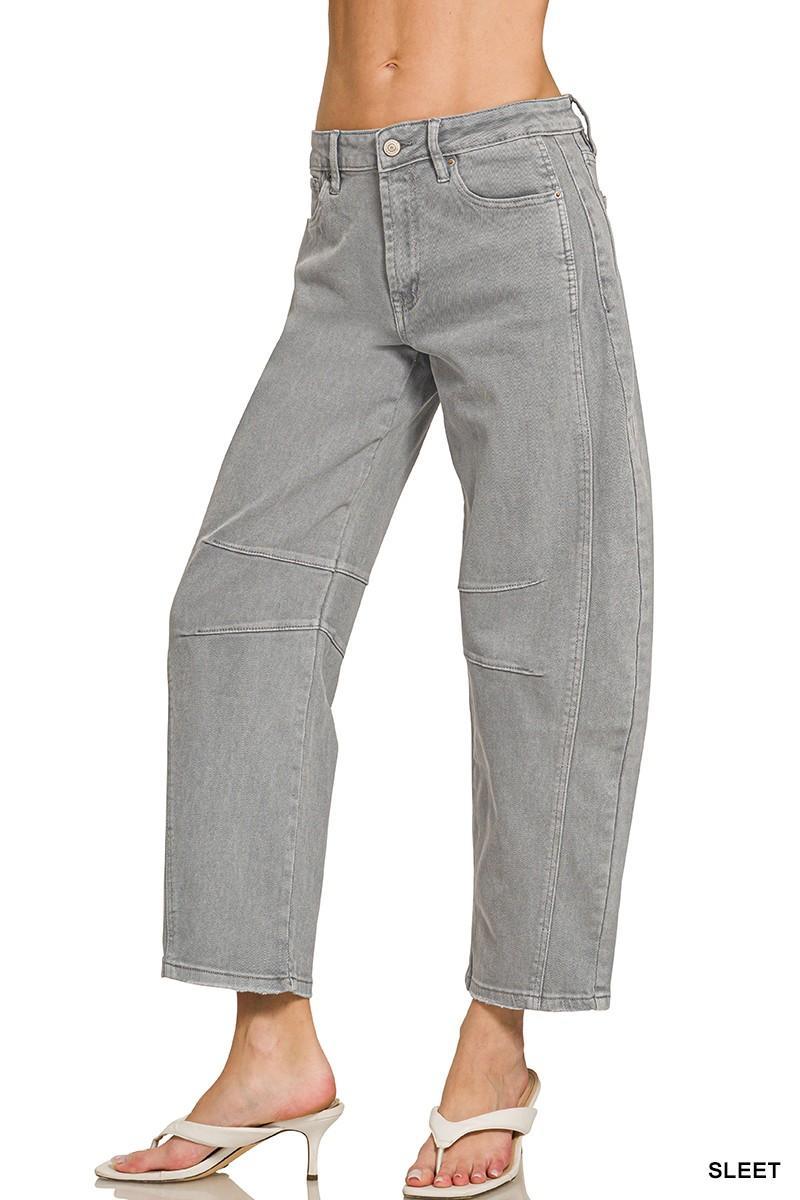 Barrel-leg Color Denim Pants