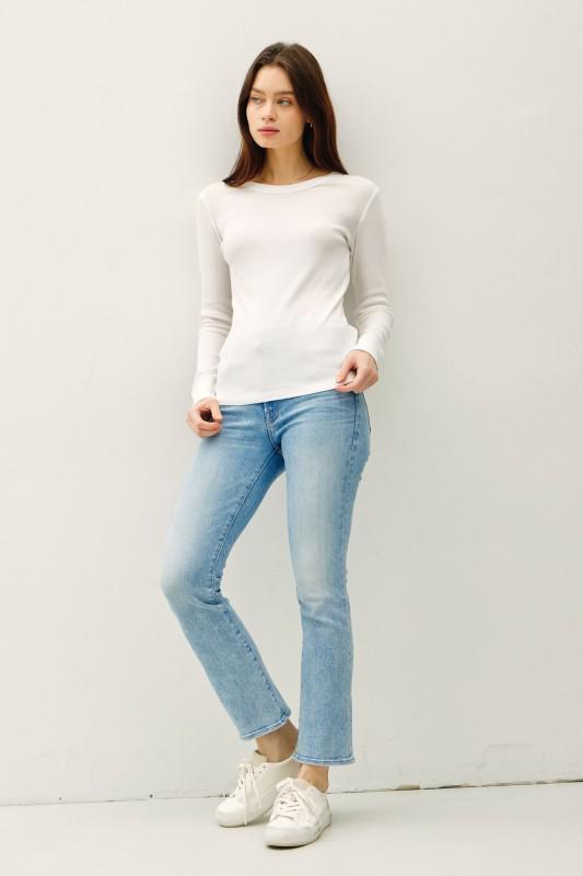 Ribbed Cotton Round Neck Basic Top