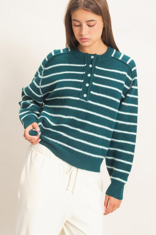 Stripe Henley Sweater
