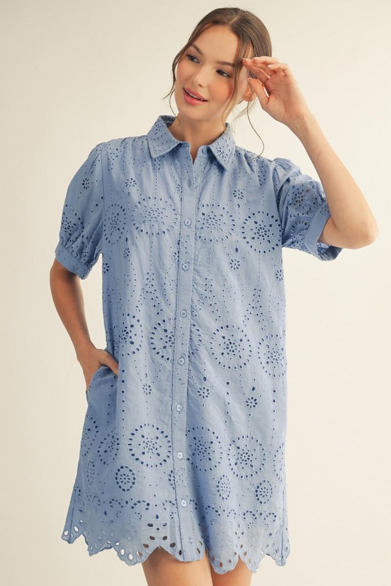 Eyelet Button Down Dress