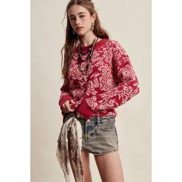 Floral Jacquard Knit Sweater