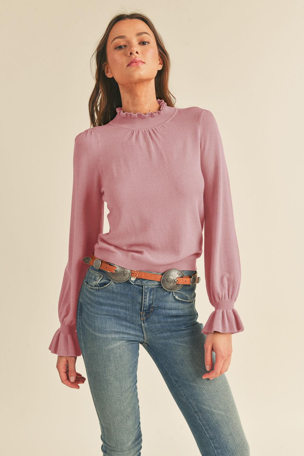 Ruffled Sweater Top - Orchid