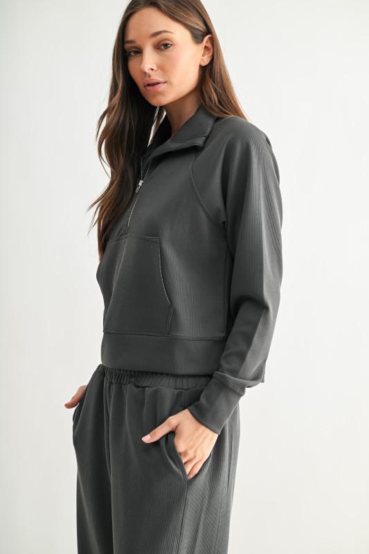 Luxe Sand Wash Rib 1/4 Zip Sweater