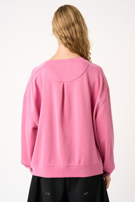 Cloud Knit Slit Detail Round Neck Sweatshirt