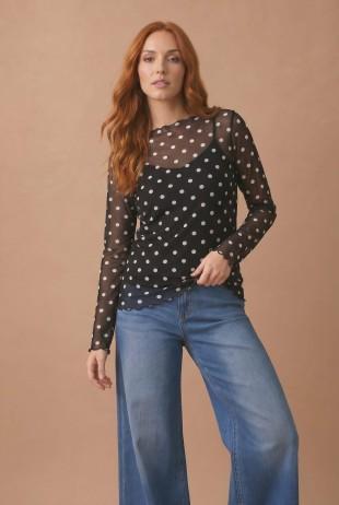 Polka Dot Mesh Layering top