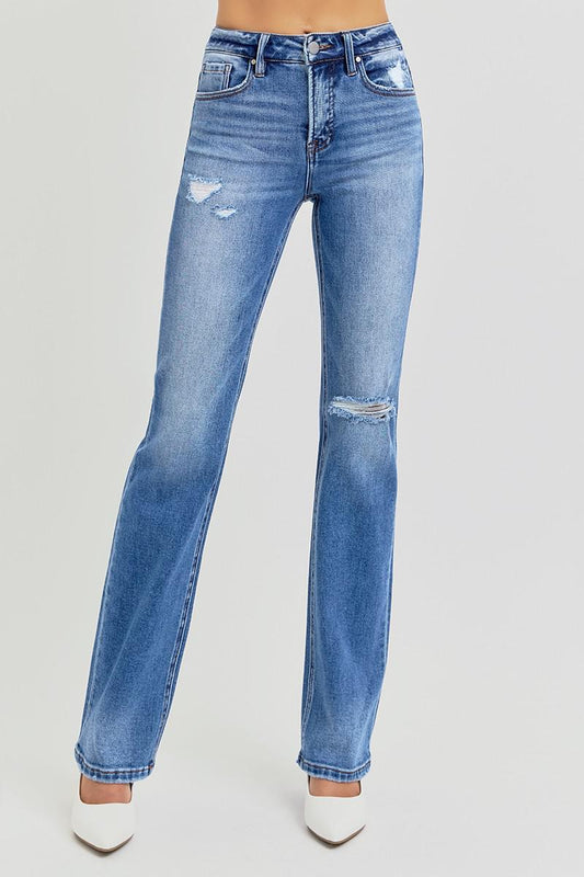 High Rise Ankle Straight Jeans - Medium