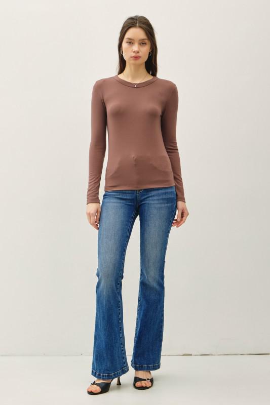 Round Neck Long Sleeve Knit Top