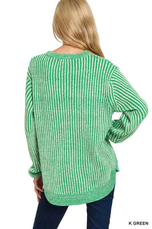 Curved Hem Two Tone Sweater