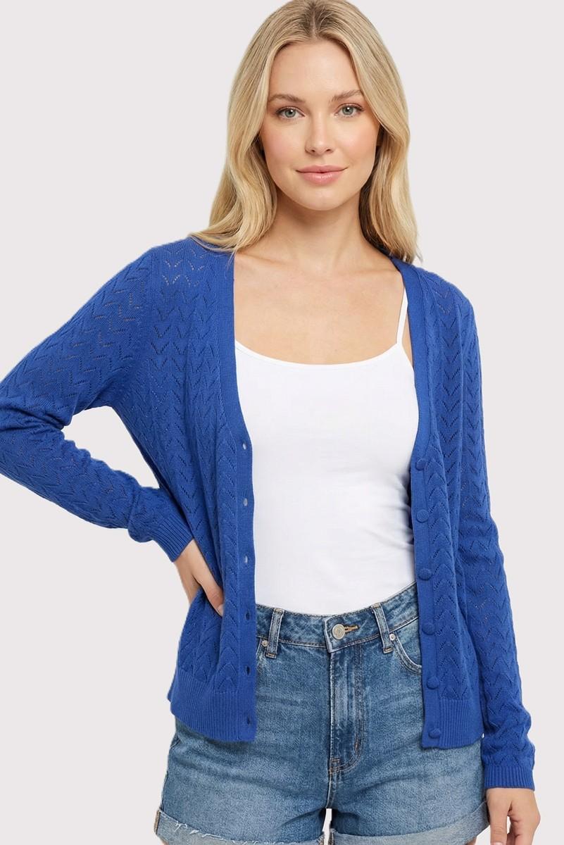 Pointelle V-Neck Cardigan