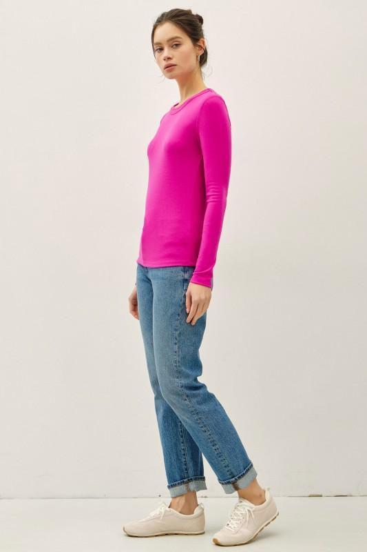 Round Neck Long Sleeve Knit Top