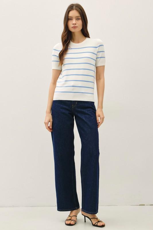Bold Striped Short Sleeve Knit Top