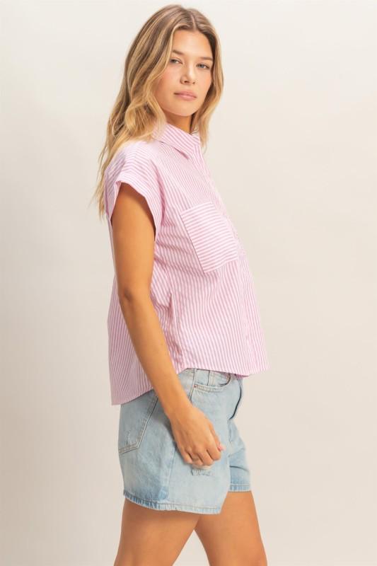 Pink Stripe Short Sleeve