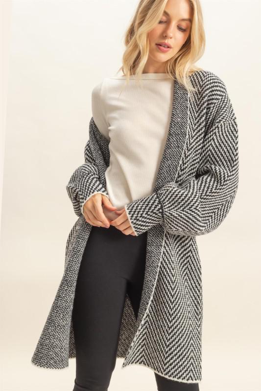 Herringbone Sweater Cardigan