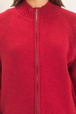 Contrast Stripe Zip-up Sweater