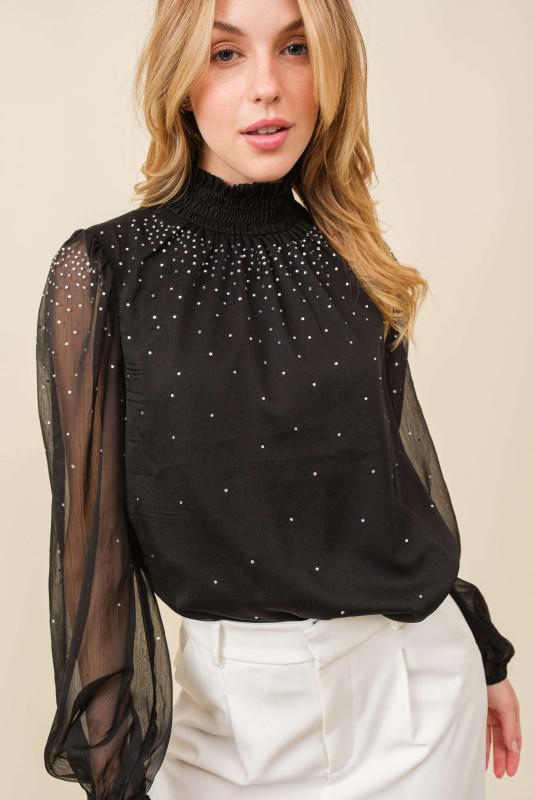 Rhinestone Trim Top