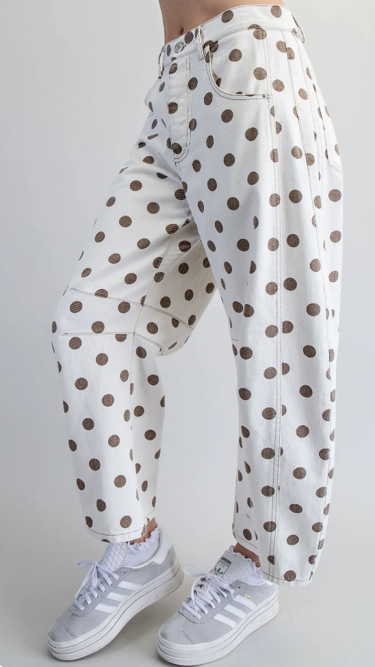 Mineral Washed Polka Dot Barrel Pants