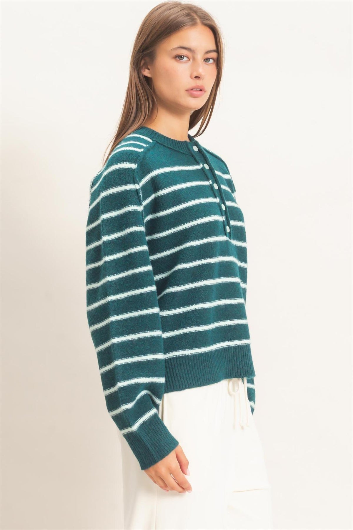 Stripe Henley Sweater