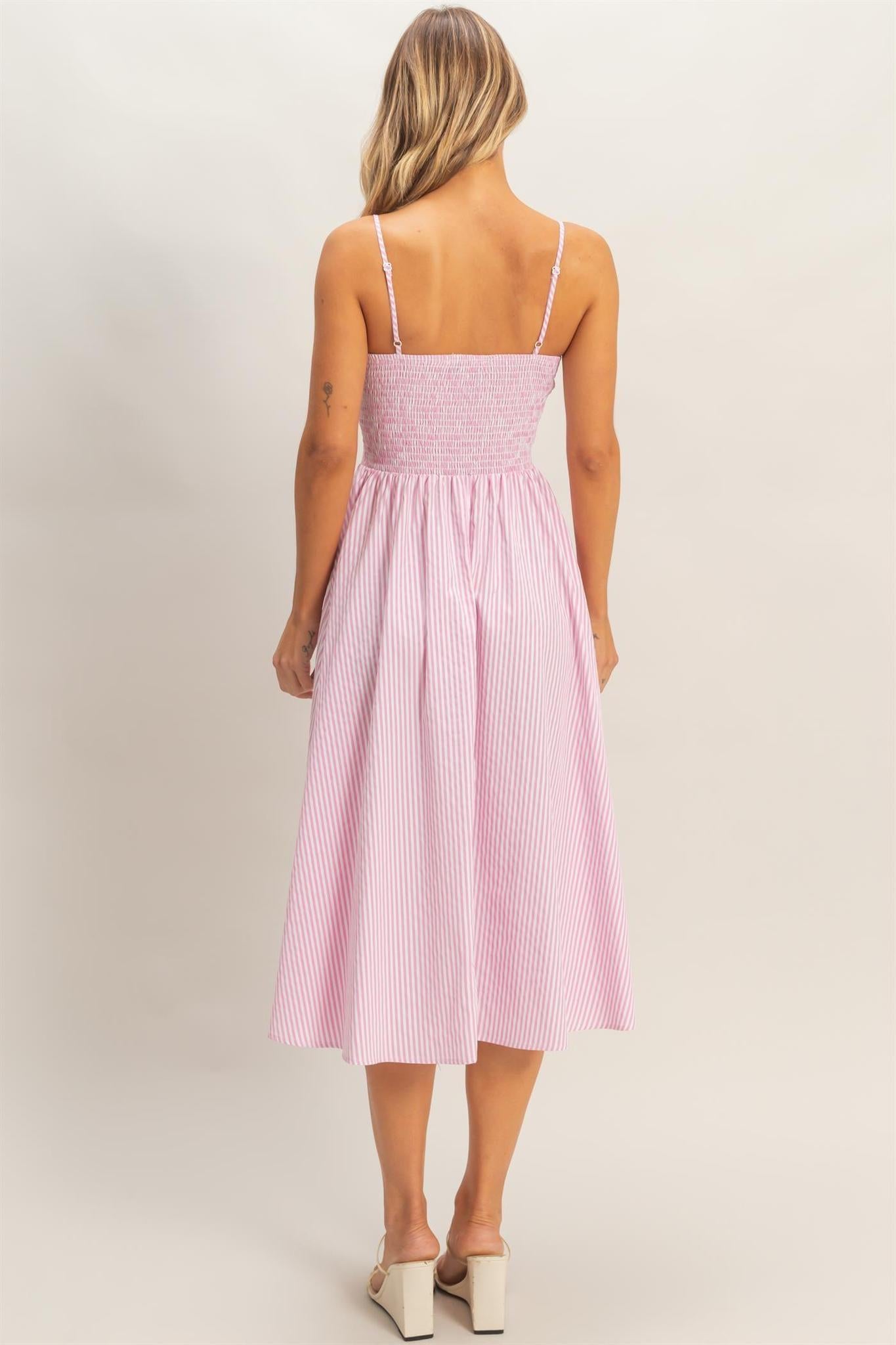 Striped Sun Dress-Pink