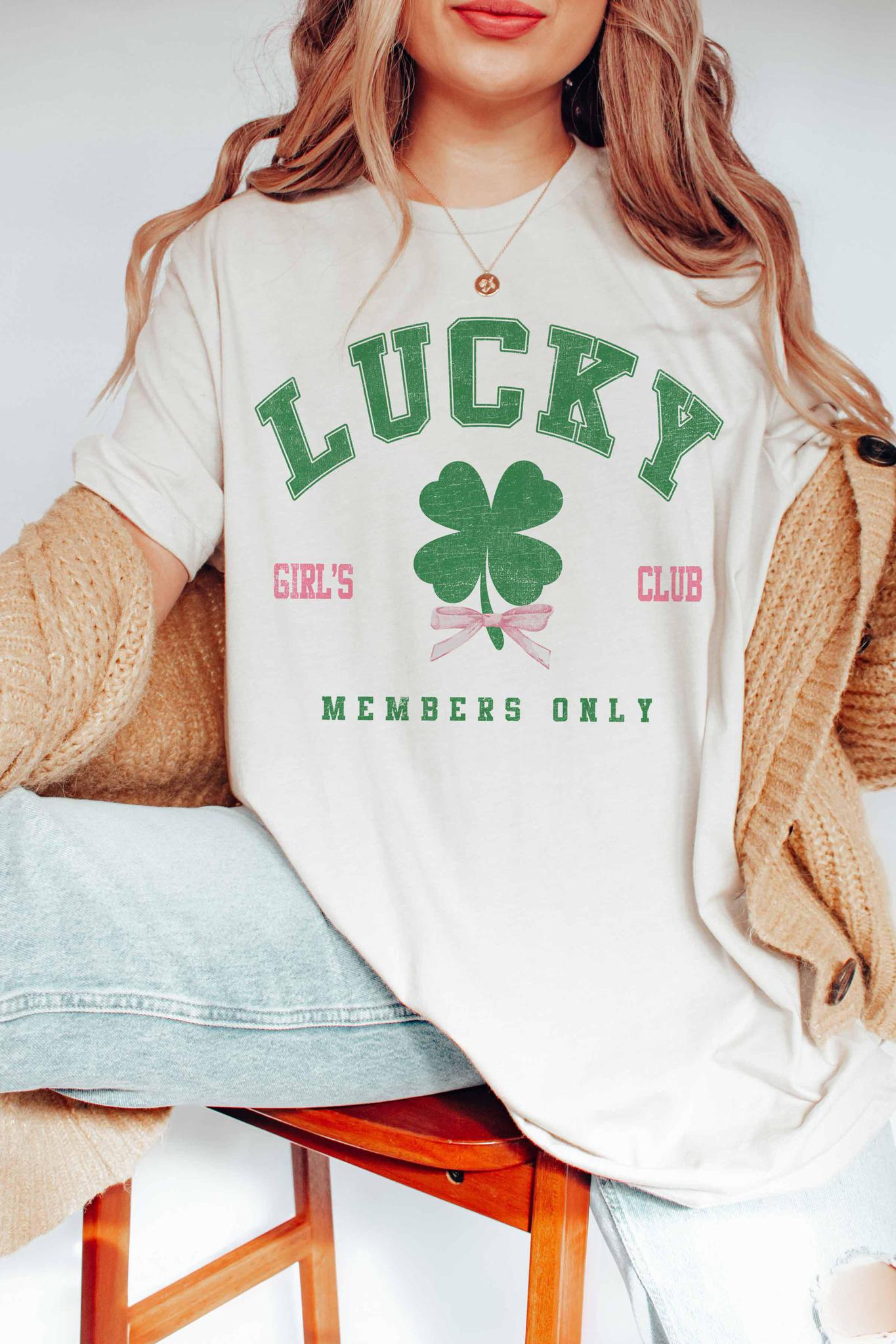Lucky Girls Club Graphic Tee - Heather Gray