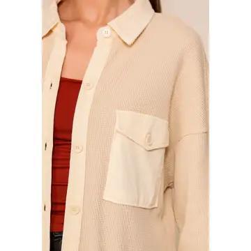 Waffle Knit Pocket Shacket