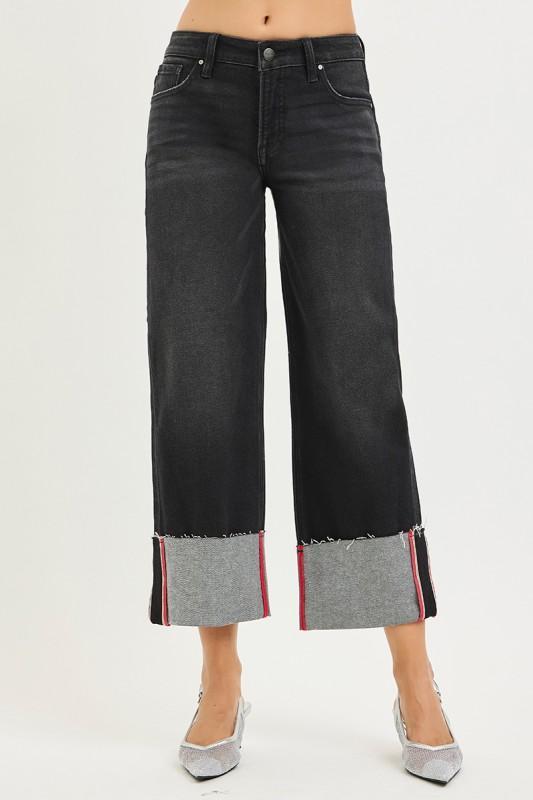 Risen Black Wide Cuff Denim