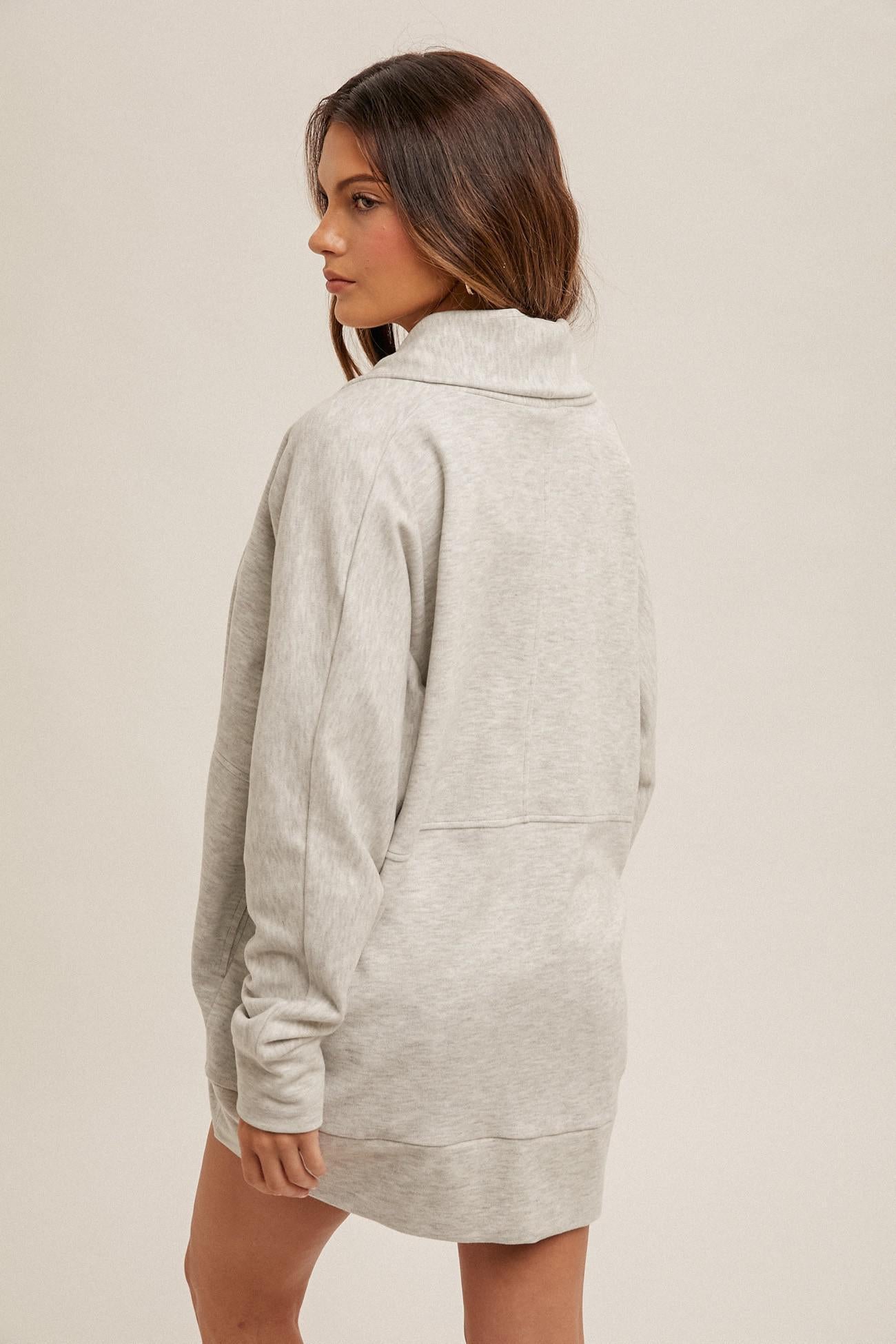 Brushed Jersey Cocoon Cardigan - Grey