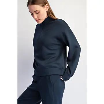 Modal Quarter Zip-Teal Navy