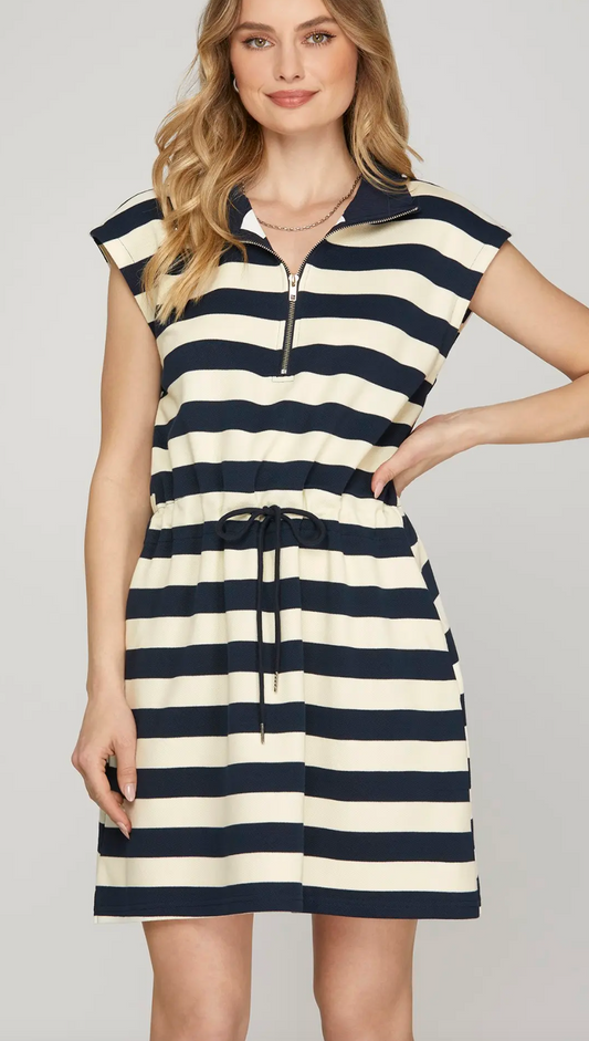 Knit Drawstring Waist Dress