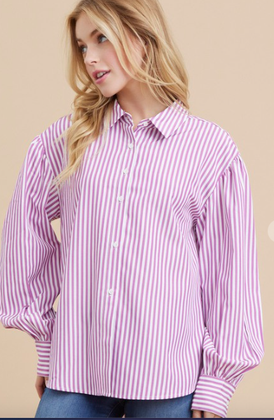 Susie Q Stripe Balloon Sleeve Shirt
