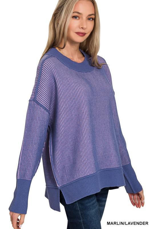 Exposed Seam Two Tone Sweater