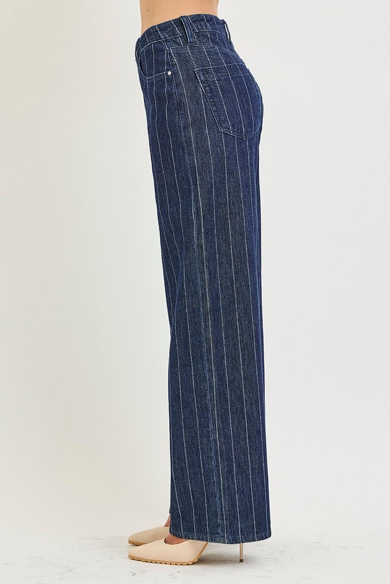 Rise Slouchy Wide Leg Ankle Stripe