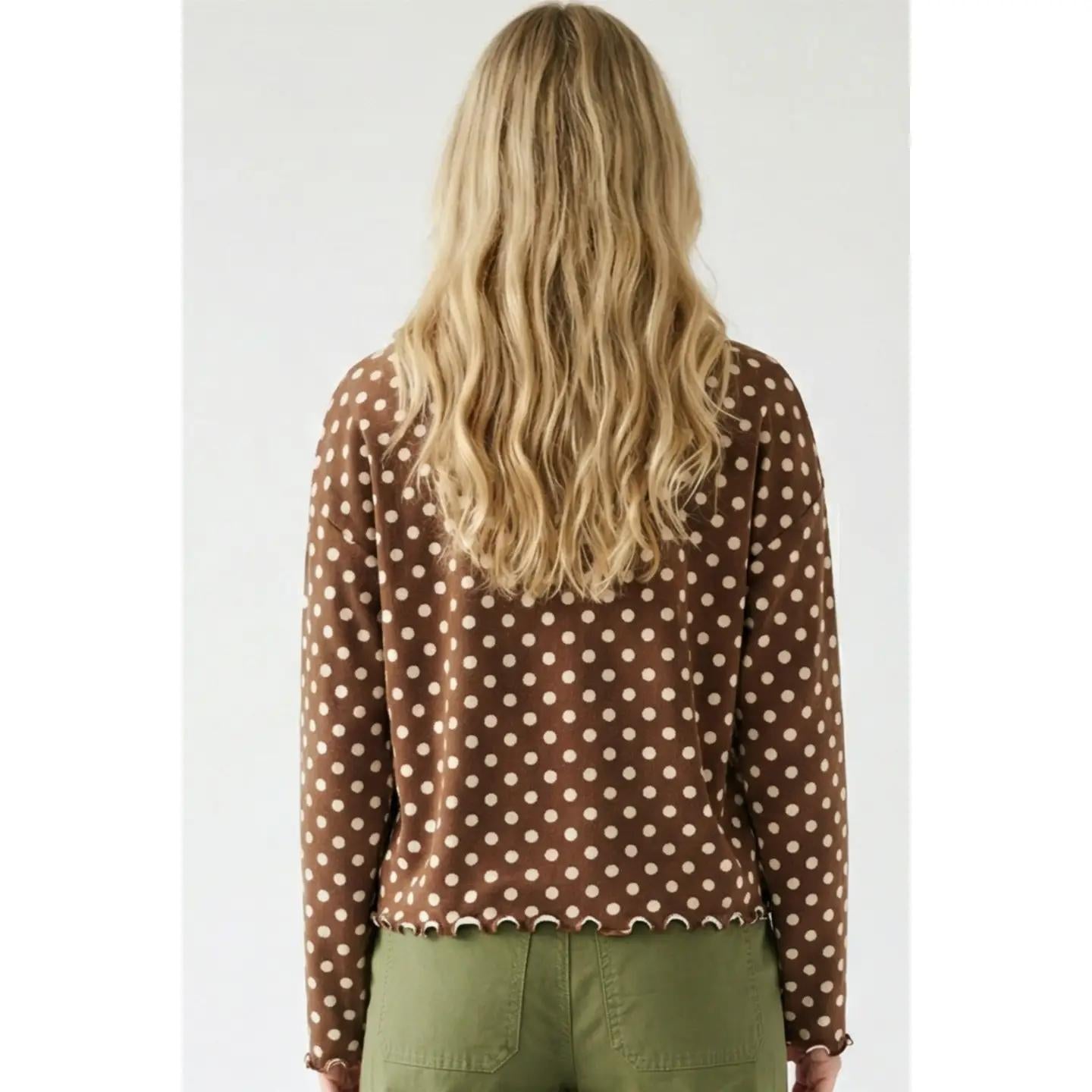 Polkadot Lettuce Trim Cardigan