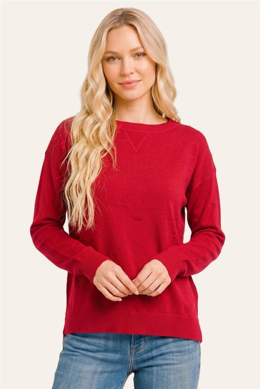 Side Slit Crewneck Sweater