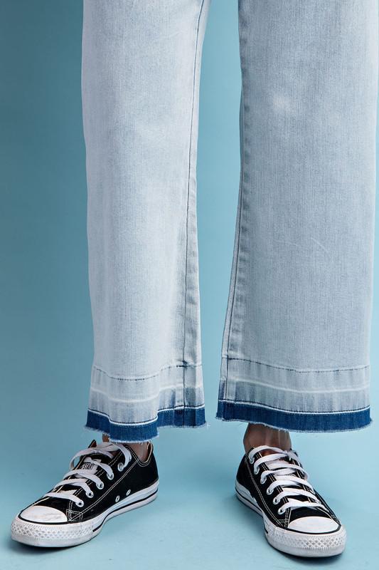 Mineral Washed Denim Cropped Pants