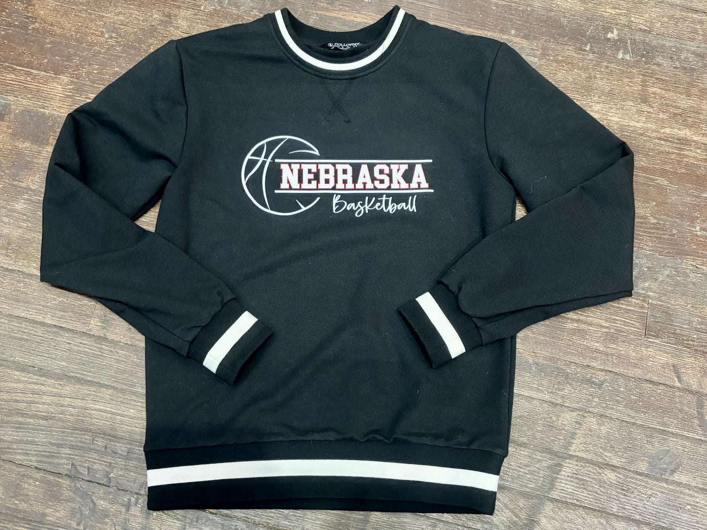 Black Nebraska Basketball Crewneck