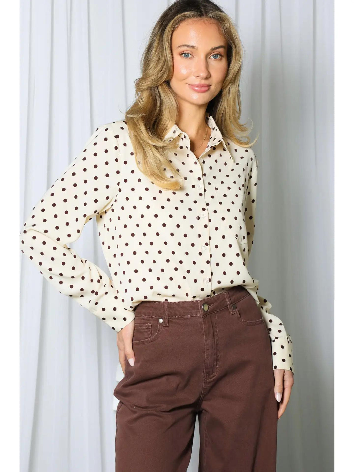 Polka Dot Button Up