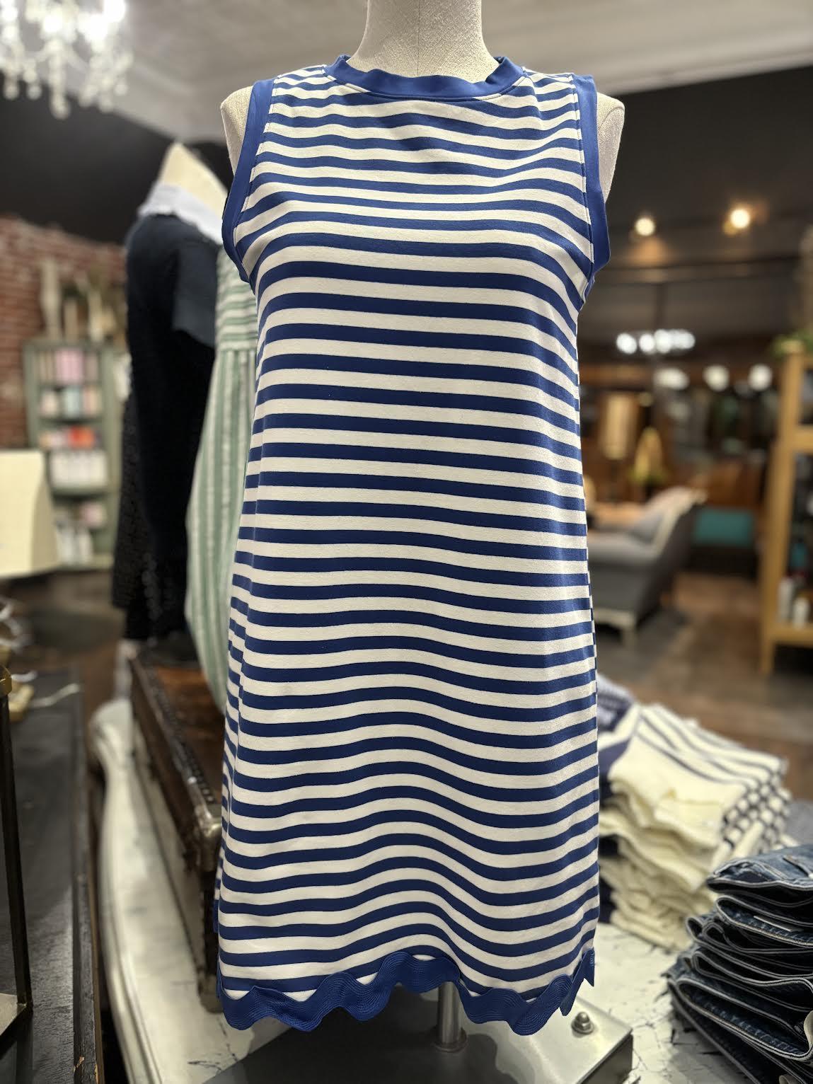 Ric Rac Hem Sleeveless Crewneck Dress