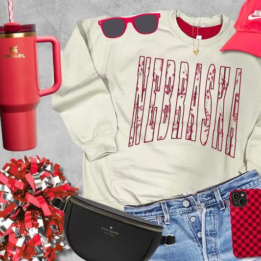 Sand Floral Nebraska Sweatshirt