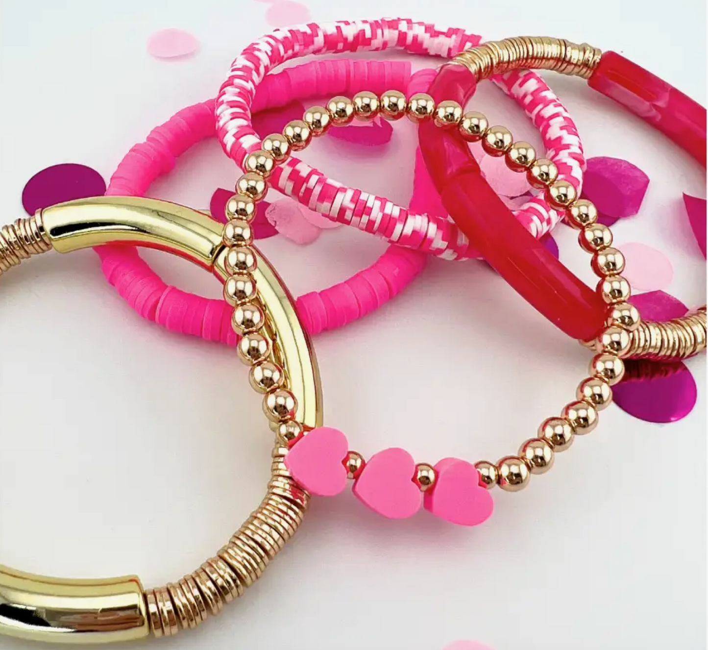 Pink Heart Bracelet Stack
