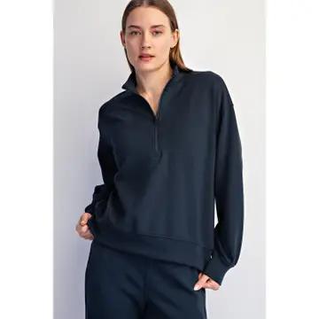 Modal Quarter Zip-Teal Navy