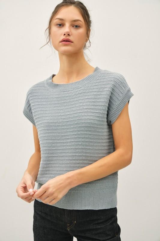Textured Knit Cap Sleeve Sweater