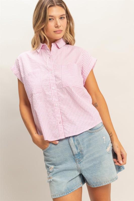 Pink Stripe Short Sleeve