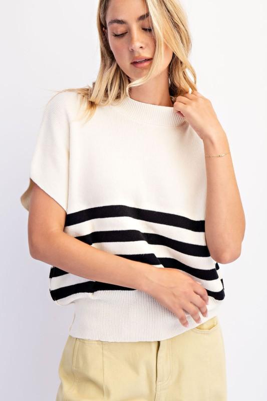 Sleeveless Sweater Knit Stripes