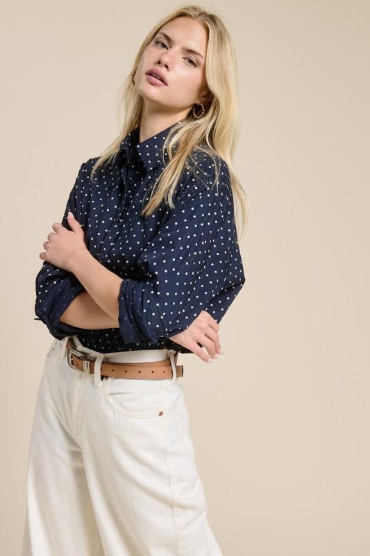 Polka Dot Oversized Button Down Shirt