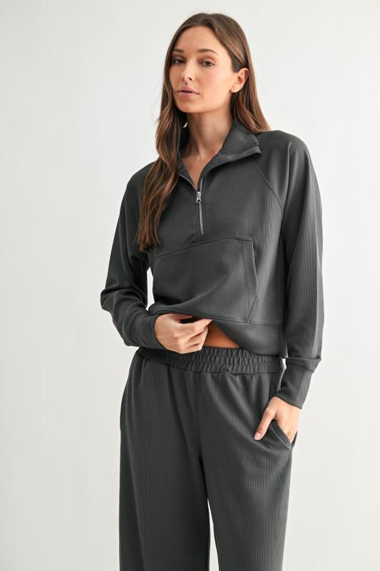 Luxe Sand Wash Rib 1/4 Zip Sweater