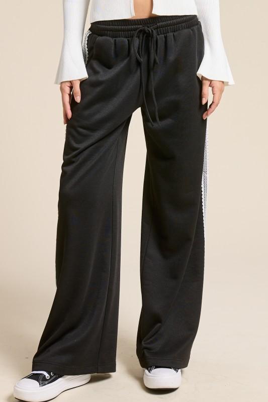 Lace-trim Wide-leg Track Pants