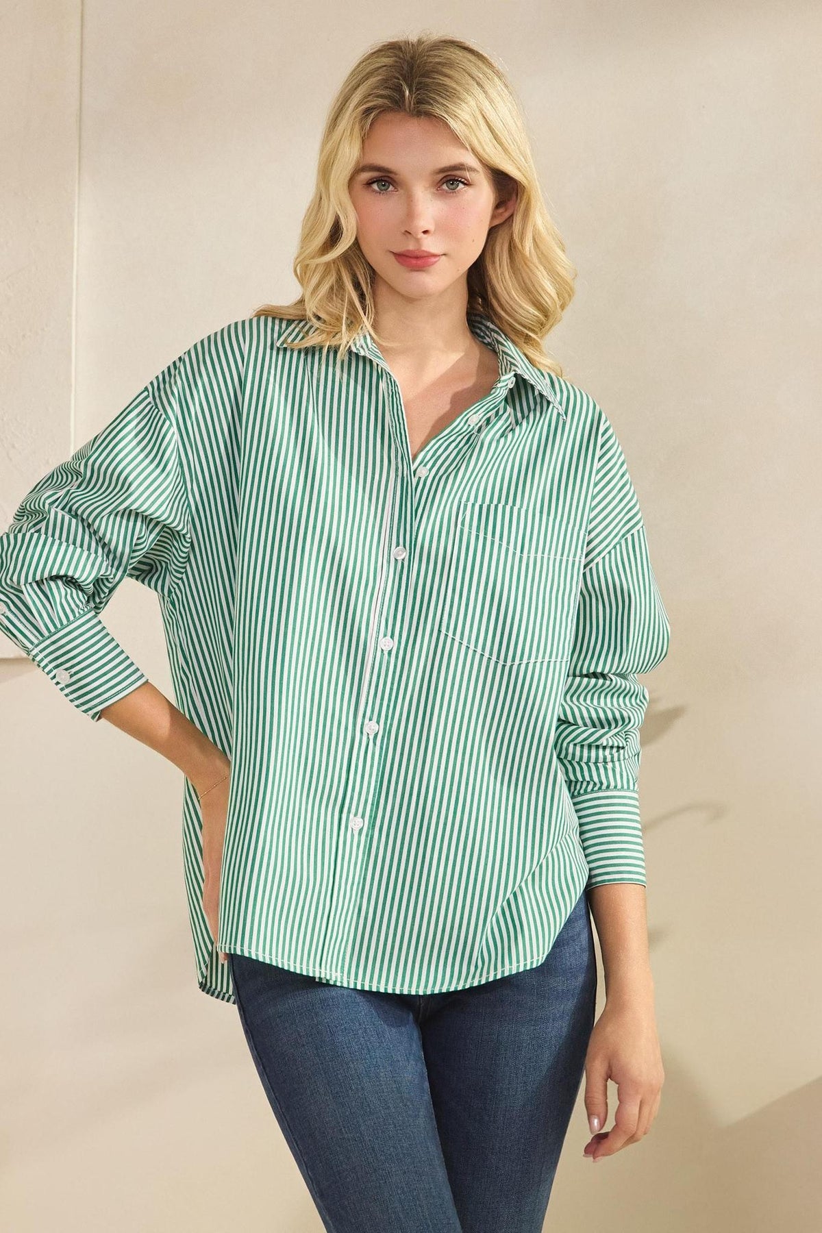 Red Stripe BoyfriendButton Down