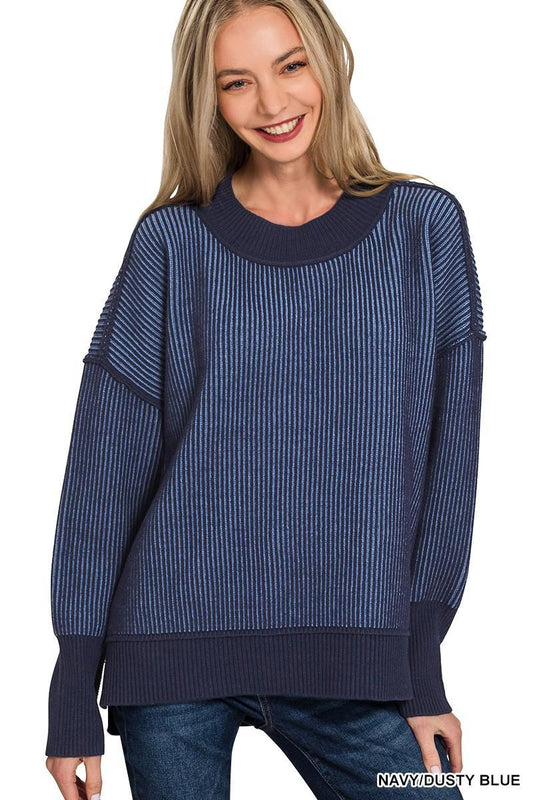 Exposed Seam Two Tone Sweater